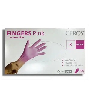 Нітрилові рукавички CEROS Fingers, S (6-7), рожеві, 100 шт